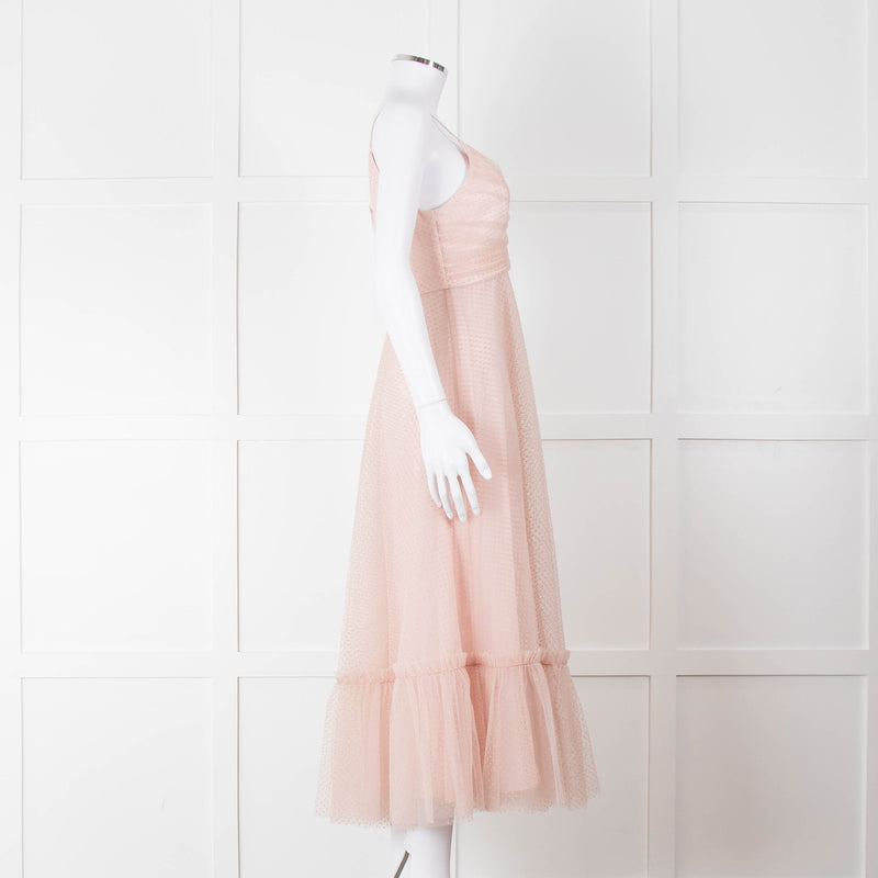 Zimmermann Pale Pink Dotted Tulle Flared Dress