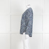 Joie Navy White Animal Print Long Sleeve Top