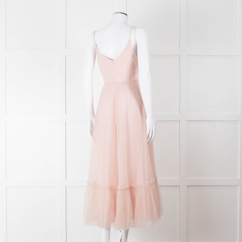 Zimmermann Pale Pink Dotted Tulle Flared Dress