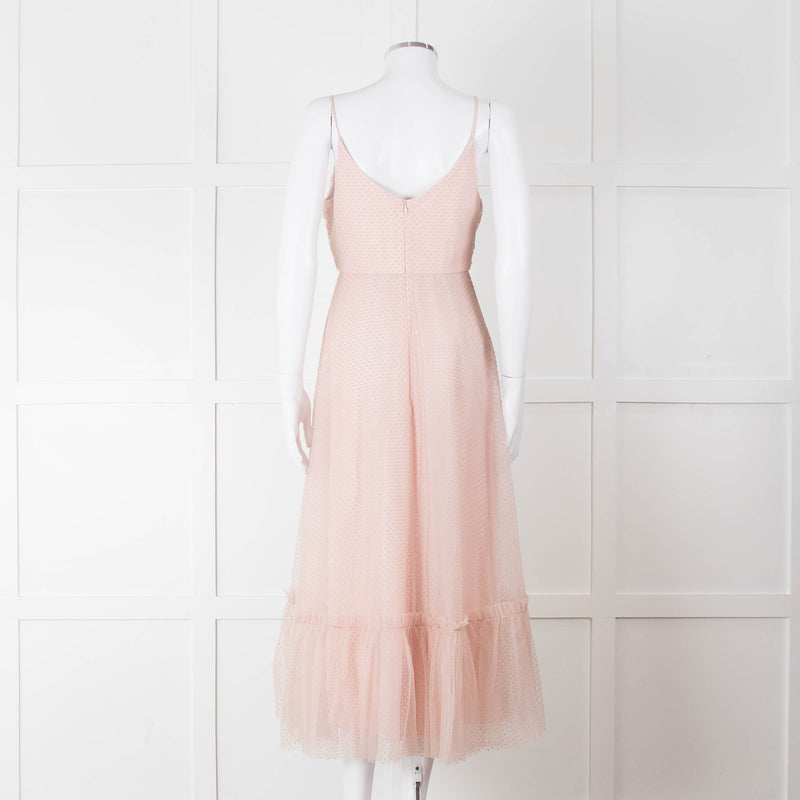 Zimmermann Pale Pink Dotted Tulle Flared Dress