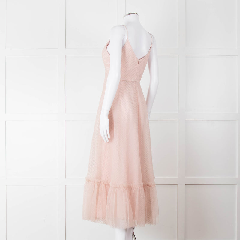 Zimmermann Pale Pink Dotted Tulle Flared Dress