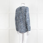 Joie Navy White Animal Print Long Sleeve Top