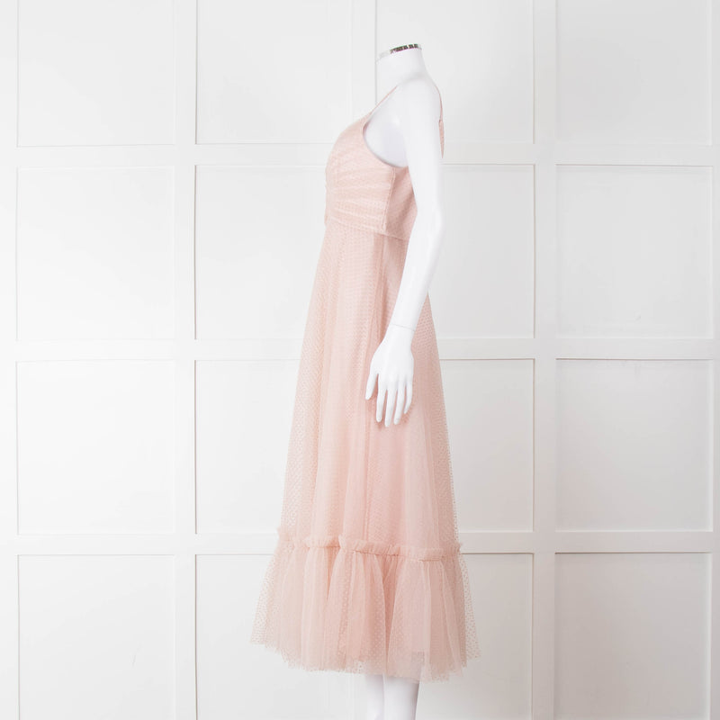 Zimmermann Pale Pink Dotted Tulle Flared Dress