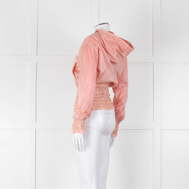 Pinko Pale Peach Red Zip Short Wind Stopper Hooded Jacket