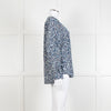 Joie Navy White Animal Print Long Sleeve Top