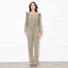 Iris Khaki Frill Shoulder Detail Denim Jumpsuit