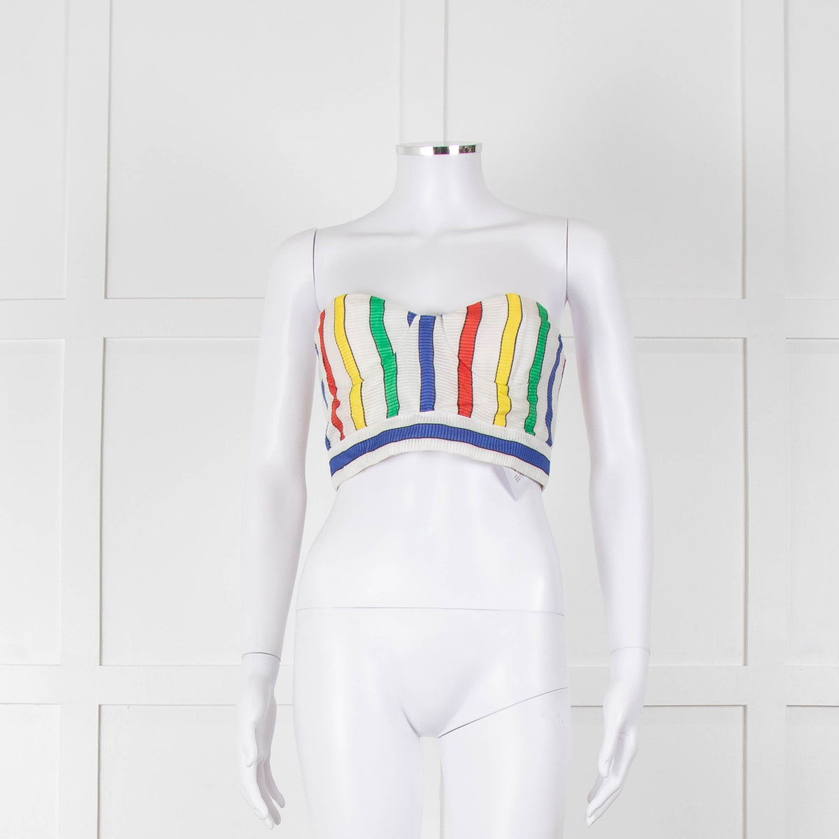 Alice + Olivia White Red Yellow Striped Bralet Top
