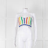 Alice + Olivia White Red Yellow Striped Bralet Top