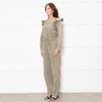 Iris Khaki Frill Shoulder Detail Denim Jumpsuit