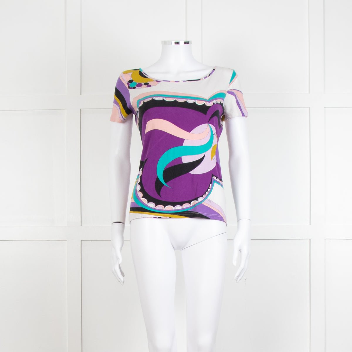 Emilio Pucci Pale Pink Lilac Black Print T Shirt