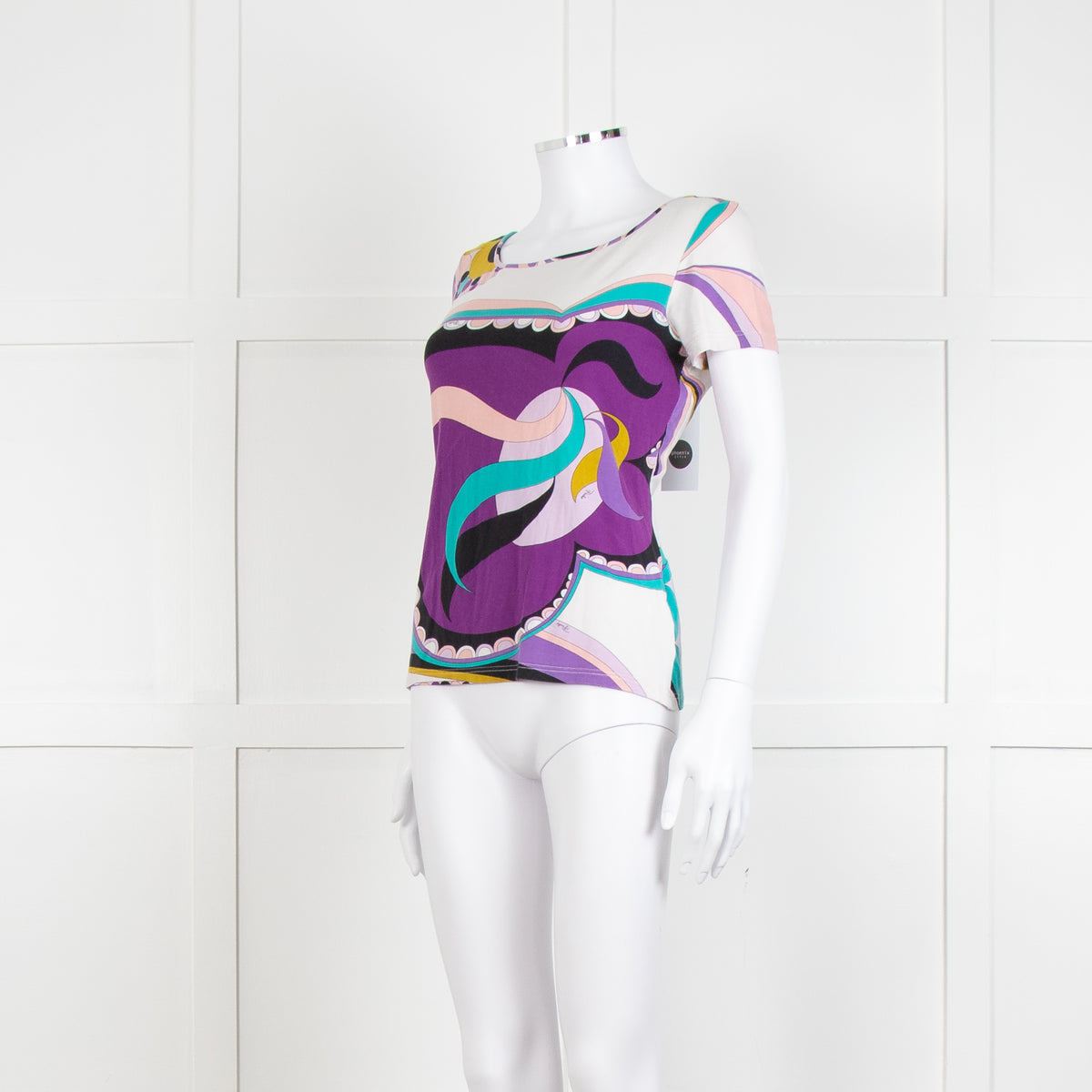 Emilio Pucci Pale Pink Lilac Black Print T Shirt
