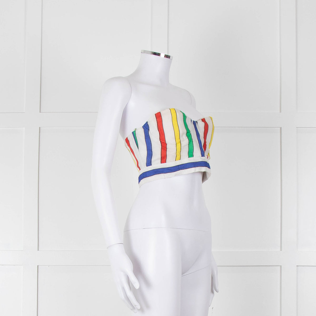 Alice + Olivia White Red Yellow Striped Bralet Top