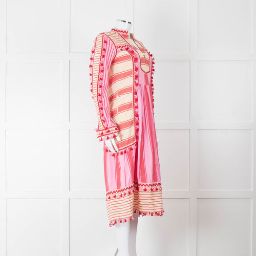Dodo Bar Or Pink and Cream Tassle Midi Dress