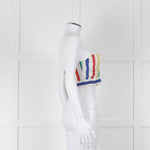 Alice + Olivia White Red Yellow Striped Bralet Top