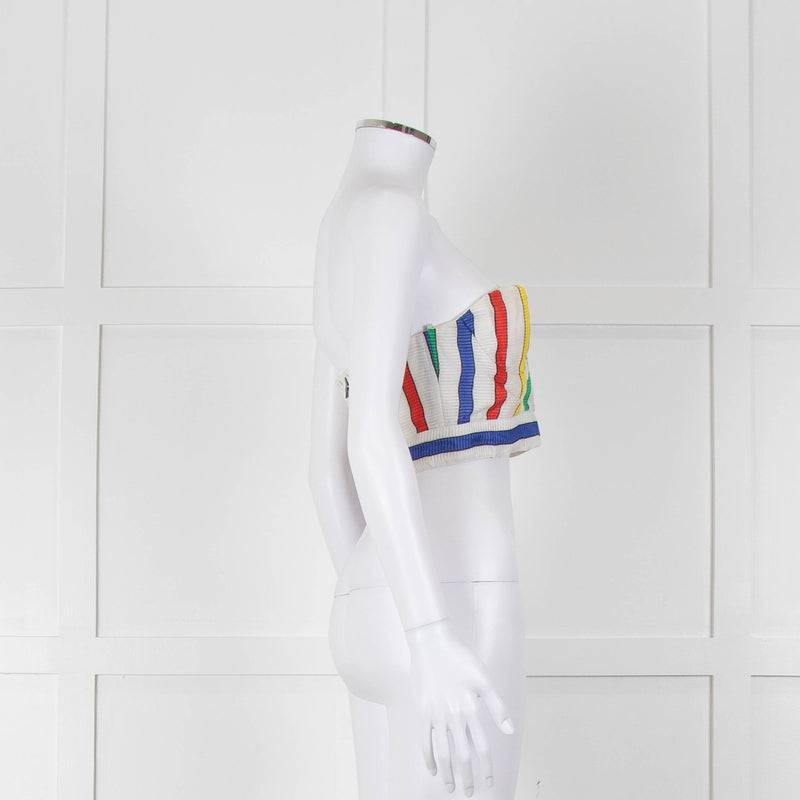 Alice + Olivia White Red Yellow Striped Bralet Top