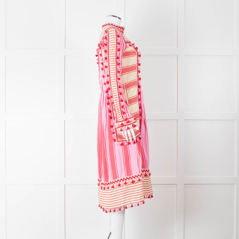 Dodo Bar Or Pink and Cream Tassle Midi Dress