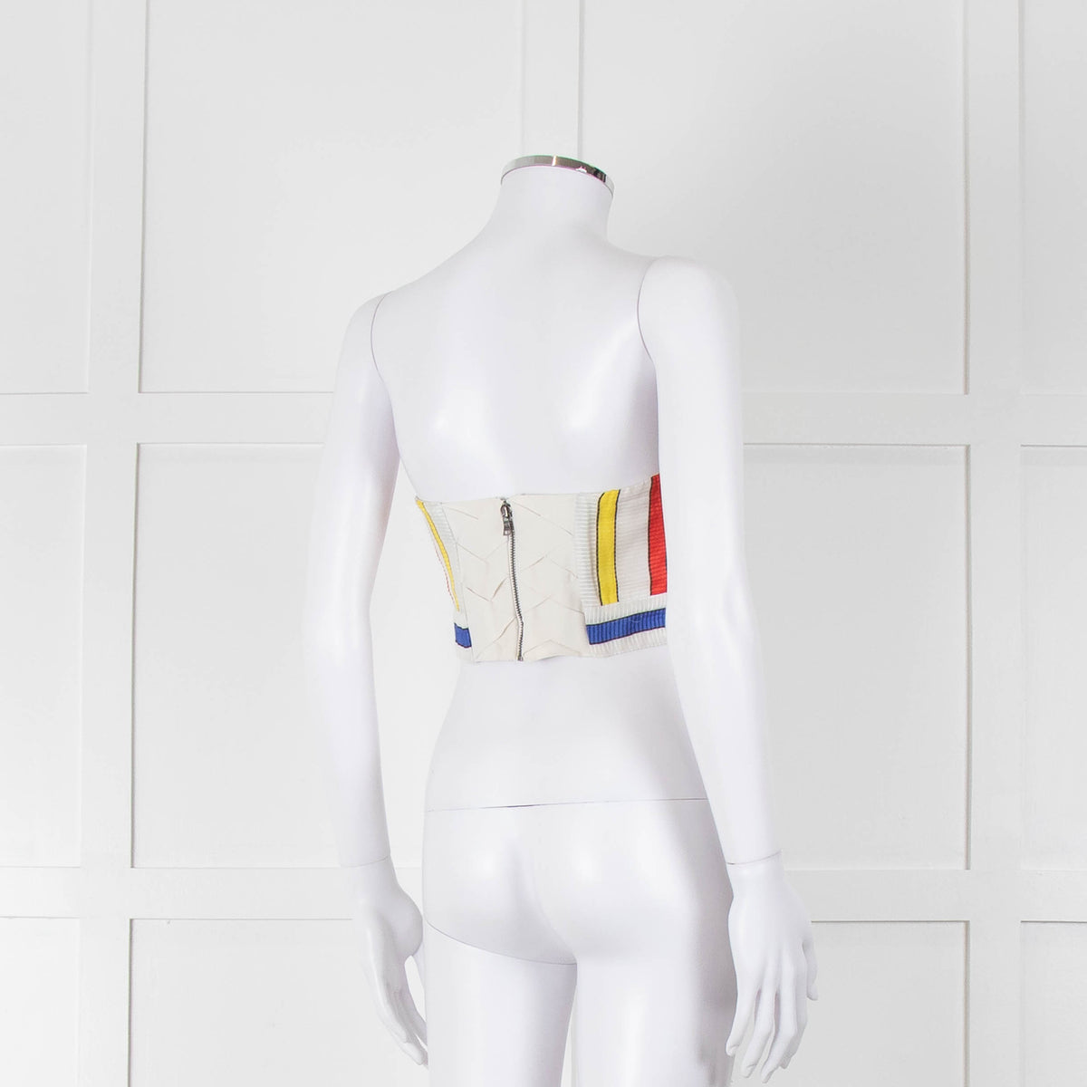 Alice + Olivia White Red Yellow Striped Bralet Top