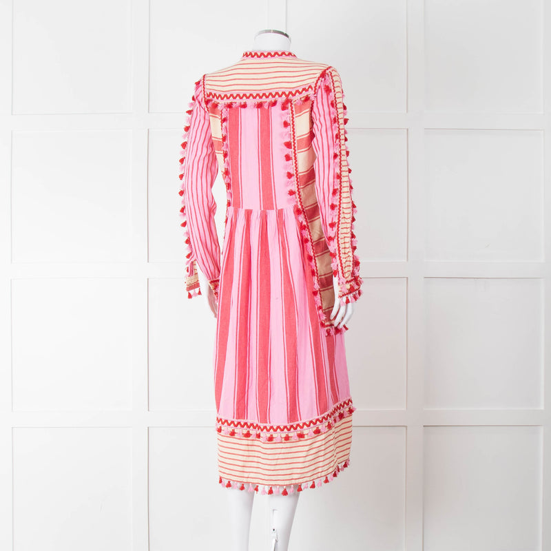 Dodo Bar Or Pink and Cream Tassle Midi Dress