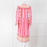 Dodo Bar Or Pink and Cream Tassle Midi Dress