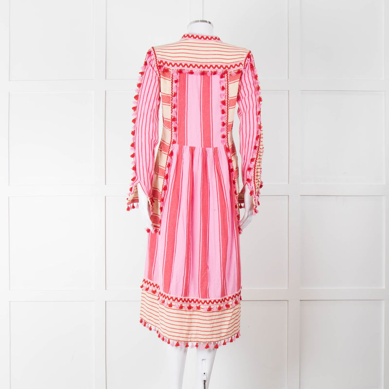 Dodo Bar Or Pink and Cream Tassle Midi Dress
