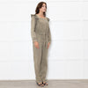 Iris Khaki Frill Shoulder Detail Denim Jumpsuit