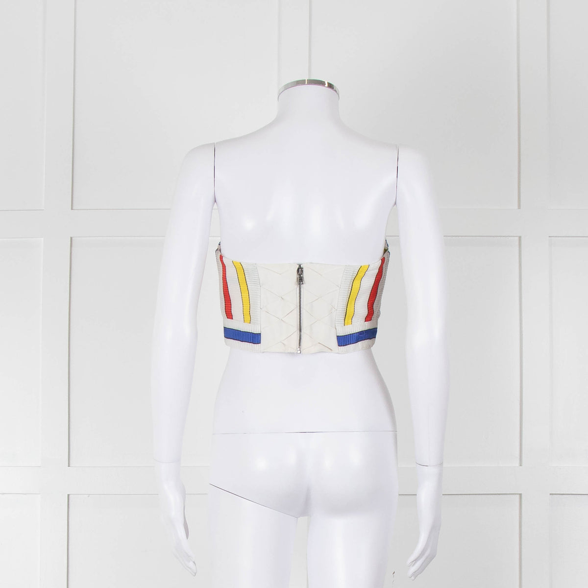 Alice + Olivia White Red Yellow Striped Bralet Top