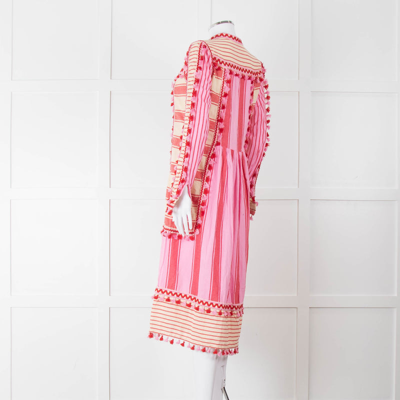 Dodo Bar Or Pink and Cream Tassle Midi Dress