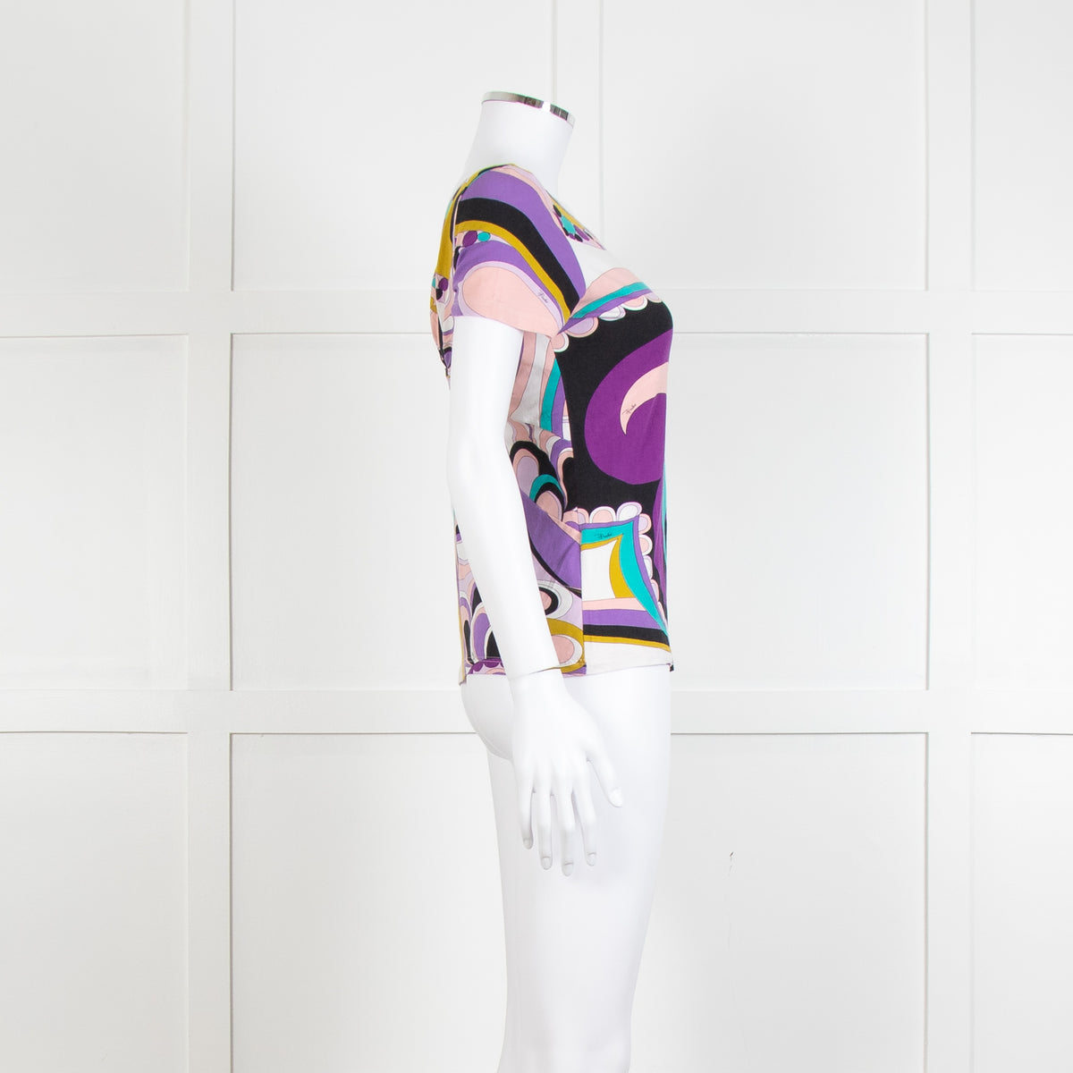 Emilio Pucci Pale Pink Lilac Black Print T Shirt