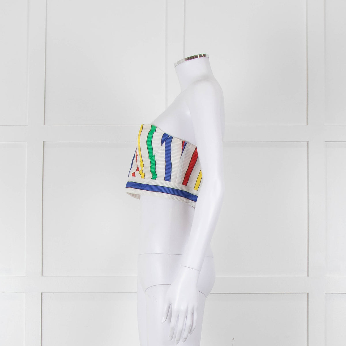 Alice + Olivia White Red Yellow Striped Bralet Top