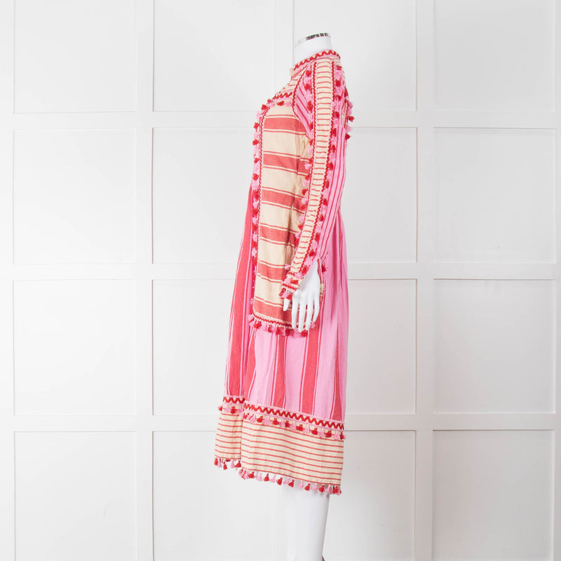Dodo Bar Or Pink and Cream Tassle Midi Dress