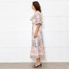 Zimmermann Cream Lilac Multi Floral-Print Linen Midi Dress