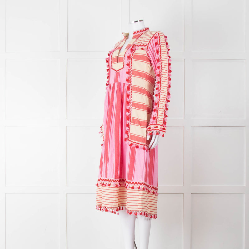 Dodo Bar Or Pink and Cream Tassle Midi Dress