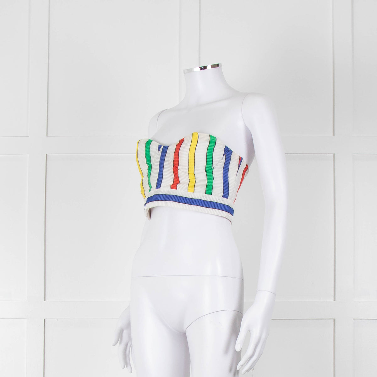 Alice + Olivia White Red Yellow Striped Bralet Top