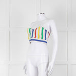 Alice + Olivia White Red Yellow Striped Bralet Top
