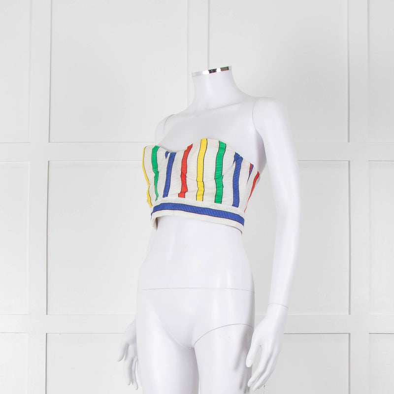 Alice + Olivia White Red Yellow Striped Bralet Top