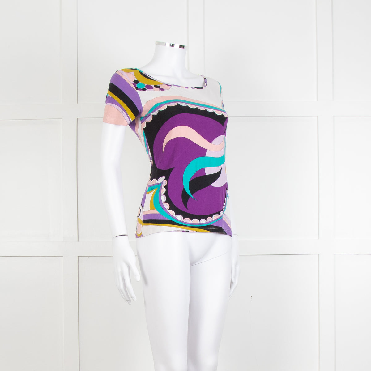 Emilio Pucci Pale Pink Lilac Black Print T Shirt