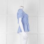 Self-Portrait Blue Gathered Puff Sleeve Top