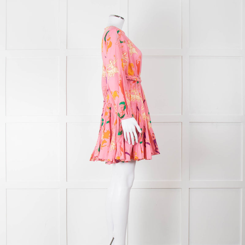 Rhode Pink Patterned Ella Fluted Mini Dress