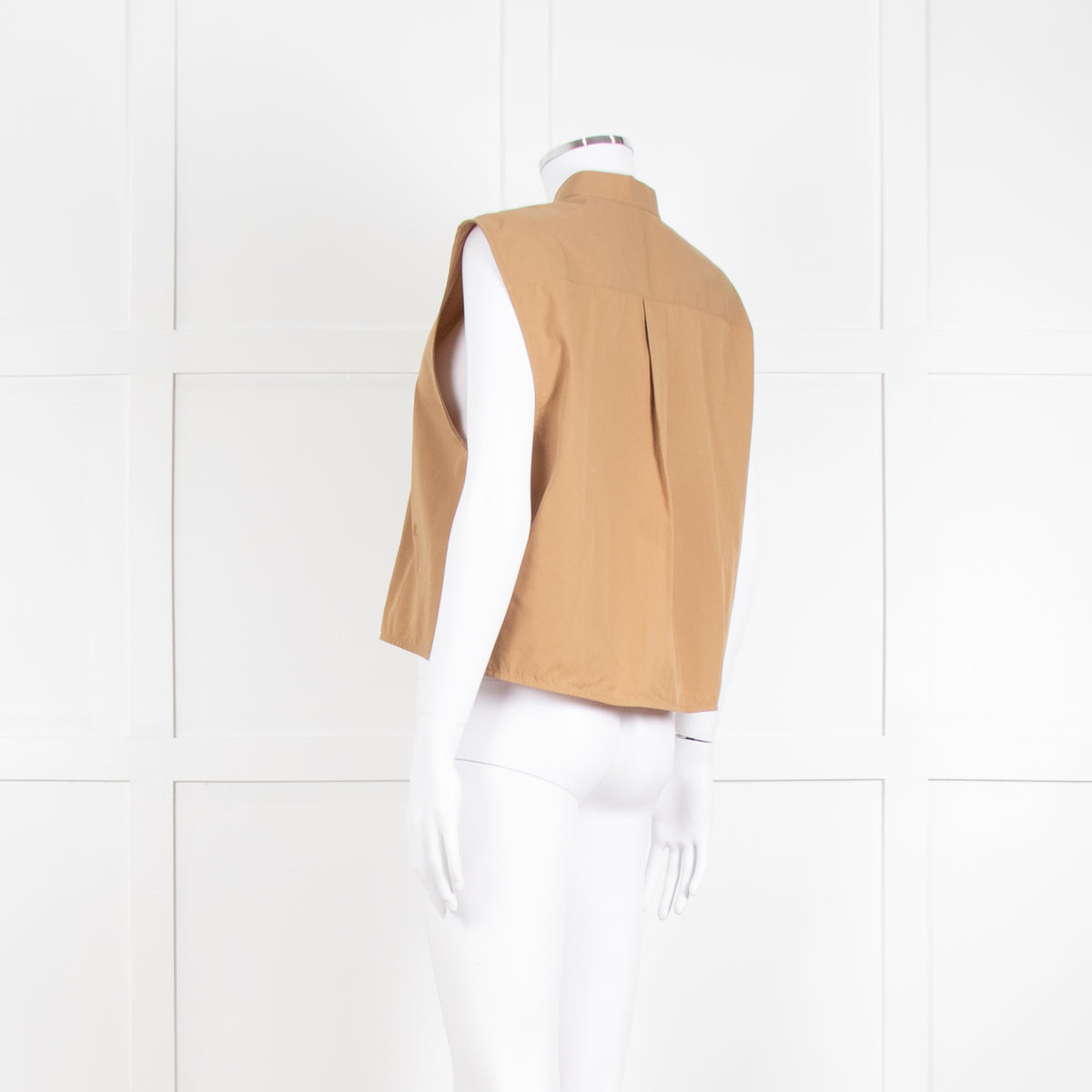 Helmut Lang Khaki Front Pleats Sleeveless Top