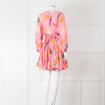 Rhode Pink Patterned Ella Fluted Mini Dress