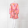 Rhode Pink Patterned Ella Fluted Mini Dress