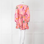 Rhode Pink Patterned Ella Fluted Mini Dress