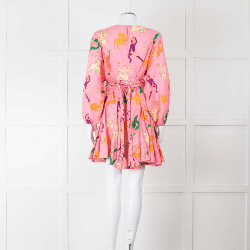 Rhode Pink Patterned Ella Fluted Mini Dress
