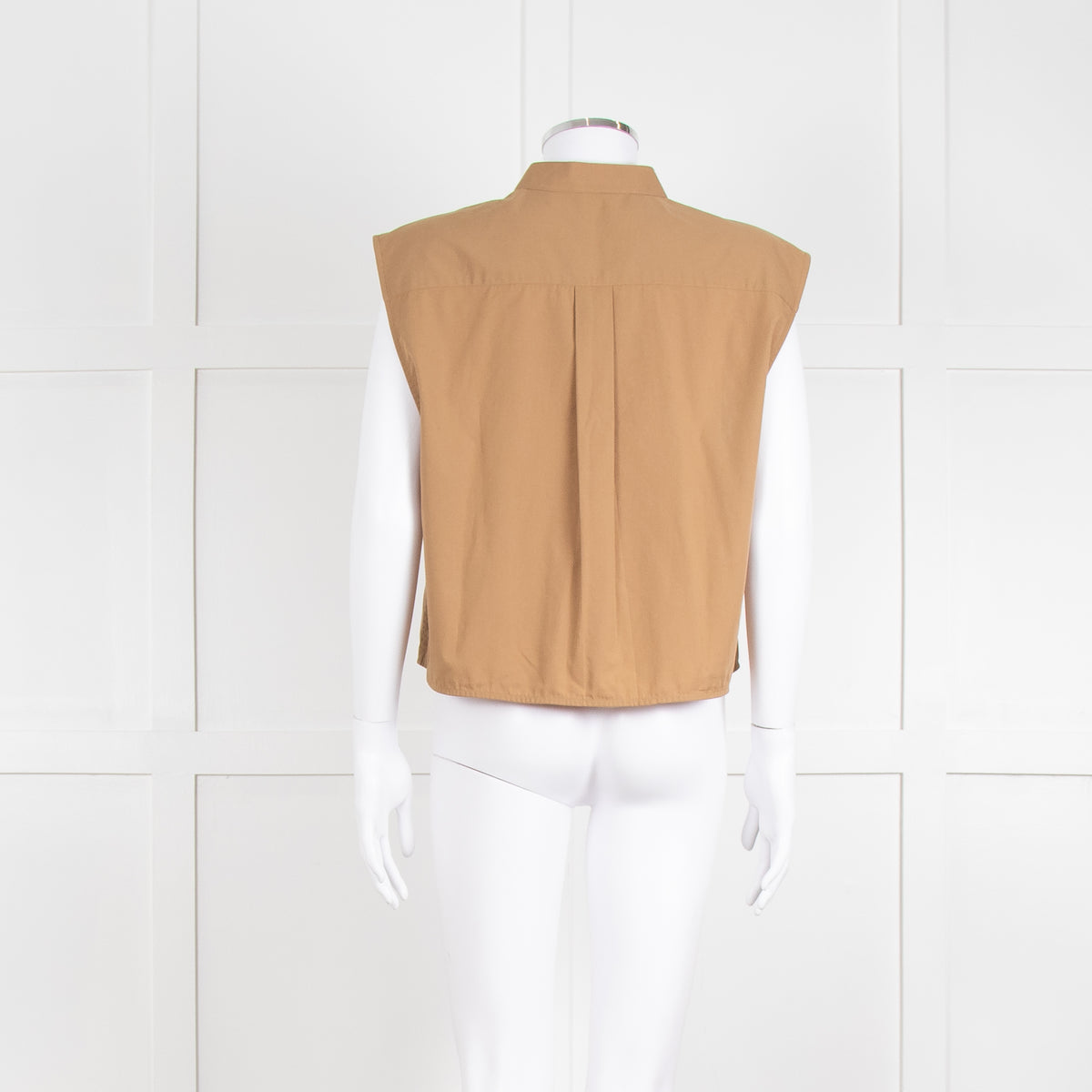 Helmut Lang Khaki Front Pleats Sleeveless Top