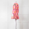 Rhode Pink Patterned Ella Fluted Mini Dress