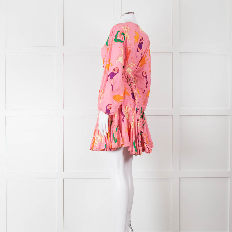 Rhode Pink Patterned Ella Fluted Mini Dress