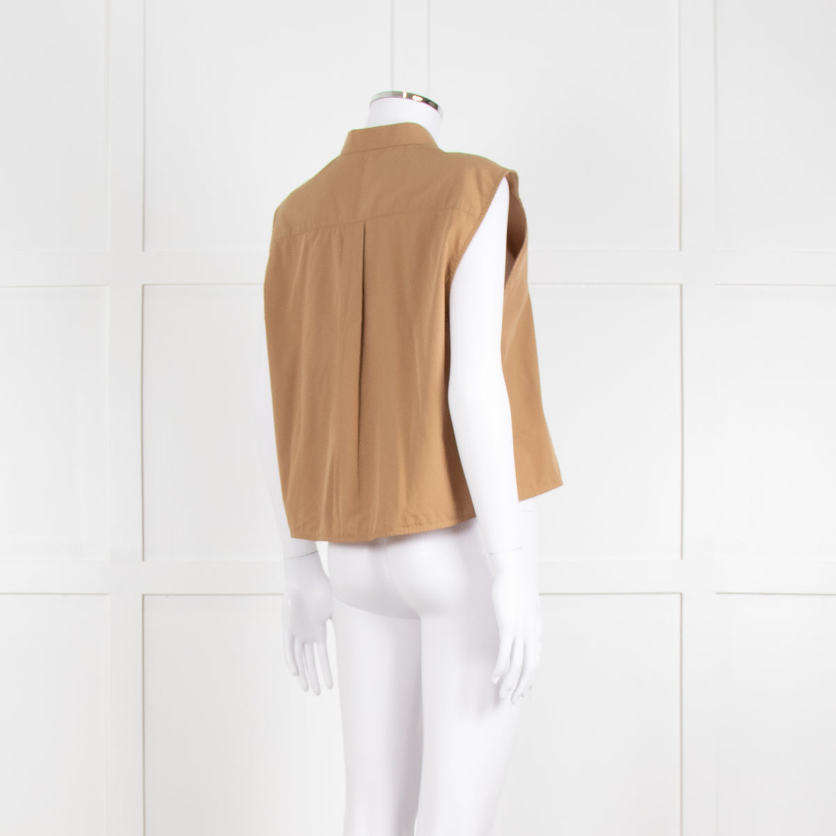Helmut Lang Khaki Front Pleats Sleeveless Top