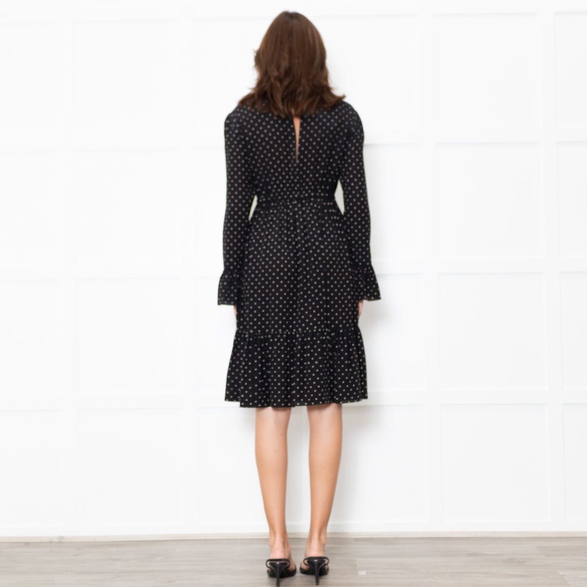 Gucci Black White Polka Dot Long Sleeve Dress