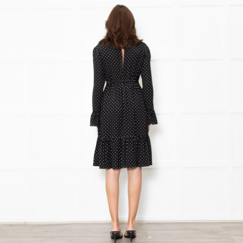 Gucci Black White Polka Dot Long Sleeve Dress