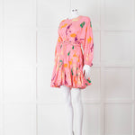 Rhode Pink Patterned Ella Fluted Mini Dress